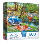 RoseArt - Chris Bigelow Illustrations - Good Times At The River 500 Piece Jigsaw Puzzle - Country Fishing and Boating Summer Scene– Adult Puzzle – Finished Size 18 x 24, Made in USA