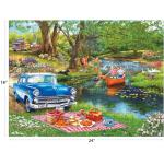 RoseArt - Chris Bigelow Illustrations - Good Times At The River 500 Piece Jigsaw Puzzle - Country Fishing and Boating Summer Scene– Adult Puzzle – Finished Size 18 x 24, Made in USA