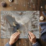 The Carved Eagle Jigsaw Puzzle 1000 Pieces, Majestic Bald Eagle Bird Puzzles for Adults,White Forest Art Nature Puzzle Animal, Unique Challenging Impossible Hard Puzzles