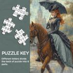PICKFORU Lady in the Rain Jigsaw Puzzles 1000 Pieces, Vintage Rainy Horse Puzzles for Adults, Retro Unique Impossible Puzzle as Wall Decor