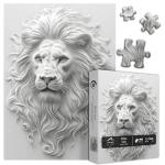 Mystery Lion Puzzles 1000 Pieces for Adults, Unique Wildlife Nature Animal Art Challenging Jigsaw Puzzles, Aesthetic White Lion Puzzles for Adults