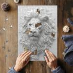 Mystery Lion Puzzles 1000 Pieces for Adults, Unique Wildlife Nature Animal Art Challenging Jigsaw Puzzles, Aesthetic White Lion Puzzles for Adults