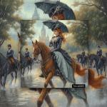 PICKFORU Lady in the Rain Jigsaw Puzzles 1000 Pieces, Vintage Rainy Horse Puzzles for Adults, Retro Unique Impossible Puzzle as Wall Decor