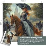 PICKFORU Lady in the Rain Jigsaw Puzzles 1000 Pieces, Vintage Rainy Horse Puzzles for Adults, Retro Unique Impossible Puzzle as Wall Decor
