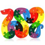 LovesTown Montessori Wooden Alphabet Puzzle for Toddlers, Snake ABC Learning Toys for Kids, Educational Preschool Jigsaw Puzzle for Early Childhood Development, Ideal Gift for Boys and Girls