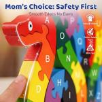 LovesTown Montessori Wooden Alphabet Puzzle for Toddlers, Snake ABC Learning Toys for Kids, Educational Preschool Jigsaw Puzzle for Early Childhood Development, Ideal Gift for Boys and Girls