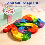 LovesTown Montessori Wooden Alphabet Puzzle for Toddlers, Snake ABC Learning Toys for Kids, Educational Preschool Jigsaw Puzzle for Early Childhood Development, Ideal Gift for Boys and Girls