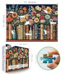 Vintage Books & Flowers 500-Piece Jigsaw Puzzle for Adults - Floral Library Scene Puzzle with Colorful Blooms, Decorative Book Spines - Challenging Yet Relaxing Puzzle, 23"x15"