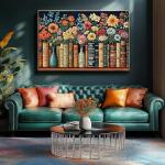 Vintage Books & Flowers 500-Piece Jigsaw Puzzle for Adults - Floral Library Scene Puzzle with Colorful Blooms, Decorative Book Spines - Challenging Yet Relaxing Puzzle, 23"x15"