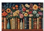 Vintage Books & Flowers 500-Piece Jigsaw Puzzle for Adults - Floral Library Scene Puzzle with Colorful Blooms, Decorative Book Spines - Challenging Yet Relaxing Puzzle, 23"x15"