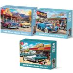 3 Pack 500 Pieces Jigsaw Puzzles, Retro 500 Piece Puzzles for Adults, Car Recycled Cardboard Puzzle for Seniors Teens, Interlock Perfectly Letter on Back, Home Decor Birthday Gift, 20.5 x 15 in