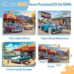 3 Pack 500 Pieces Jigsaw Puzzles, Retro 500 Piece Puzzles for Adults, Car Recycled Cardboard Puzzle for Seniors Teens, Interlock Perfectly Letter on Back, Home Decor Birthday Gift, 20.5 x 15 in