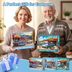 3 Pack 500 Pieces Jigsaw Puzzles, Retro 500 Piece Puzzles for Adults, Car Recycled Cardboard Puzzle for Seniors Teens, Interlock Perfectly Letter on Back, Home Decor Birthday Gift, 20.5 x 15 in