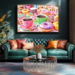 500 Pieces Puzzles for Adults Colorful Donuts Coffee Jigsaw Puzzle Letter on Back No Dust Difficult Unique Family Challenging Food Puzzles Gift Toy for Adults Seniors Perfect for Game Nights （23"x15"）