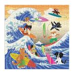 Galison The Great Surf – 500 Piece Jigsaw Puzzle Featuring Beautiful Artwork of Cats and Dogs Surfing Waves