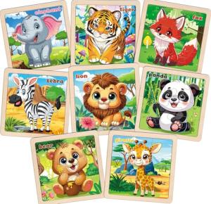 Wooden Animals Puzzles for Toddlers 2-4, 8 Pack 9 PCS Jigsaw Puzzles for Kids 2-4, Wooden Puzzles for Toddlers 3-5, Animal Puzzles for Kids 3-5, Preschool Puzzles Learning Educational Sets Toys