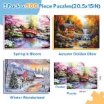 3 Pack 500 Pieces Puzzles for Adults, Spring Autumn Winter Puzzle for Adults Elderly, Colorful 4 Seasons Jigsaw Puzzle, Recycled Paper Puzzle 500 Pieces, Family Activity Game Nights Gifts 20.5x15 in