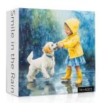 Funny Dog Puzzles for Adults 1000 Pieces, Cute Animal Jigsaw Puzzle, Rainny Puppy Girl Puzzle as Home Wall Art Decor