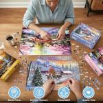 3 Pack 500 Pieces Puzzles for Adults, Spring Autumn Winter Puzzle for Adults Elderly, Colorful 4 Seasons Jigsaw Puzzle, Recycled Paper Puzzle 500 Pieces, Family Activity Game Nights Gifts 20.5x15 in