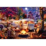 LUXDIVINA 2000 Piece Puzzle for Adults, Puzzles for Adults 2000 Pieces, Retro Camper Camping Night Cat Dog Jigsaw Puzzles, Family Fun Puzzle Perfect for Game Nights, 39" X 28"