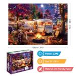 LUXDIVINA 2000 Piece Puzzle for Adults, Puzzles for Adults 2000 Pieces, Retro Camper Camping Night Cat Dog Jigsaw Puzzles, Family Fun Puzzle Perfect for Game Nights, 39" X 28"