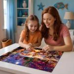 LUXDIVINA 2000 Piece Puzzle for Adults, Puzzles for Adults 2000 Pieces, Retro Camper Camping Night Cat Dog Jigsaw Puzzles, Family Fun Puzzle Perfect for Game Nights, 39" X 28"