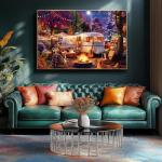 LUXDIVINA 2000 Piece Puzzle for Adults, Puzzles for Adults 2000 Pieces, Retro Camper Camping Night Cat Dog Jigsaw Puzzles, Family Fun Puzzle Perfect for Game Nights, 39" X 28"