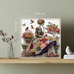 Floral Muse Jigsaw Puzzle 1000 Pieces for Adults, Patchwork Quilting Art Puzzle with Flowers Birds,Woman Flower Garden Themed, Handmade Style Sewing Puzzle Challenge