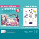 Chuckle & Roar Glitter Fantasy Fun Floor Puzzle – 50 Piece Giant Kids Puzzle, 3 ft x 2 ft, Jumbo Pieces for Preschoolers, Screen-Free Play Ages 3+