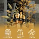 PICKFORU Impossible Puzzle for Adults 1000 Pieces, Geometric Modern Art Jigsaw Puzzle Plant Floral Vase, Black Golden Abstract Challenge Puzzles