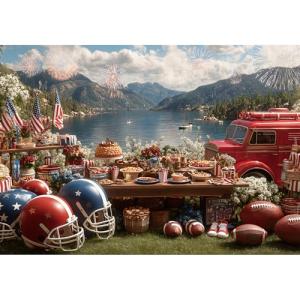 MAXZN 2000 Piece Puzzle for Adults, American Football Picnic by The Lake Jigsaw Puzzles, Family Fun Puzzle Perfect for Game Nights, 39" X 28"