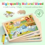 Zeoddler Wooden Puzzles for Toddlers, 4 Pack Animal Jigsaw Puzzles for Kids3-5, 20 Pieces Preschool Learning Activities, Learning & Educational Toys, Gift for Boys, Girls
