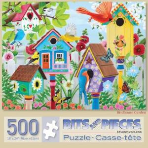 Bits and Pieces – Large 500 Piece Jigsaw Puzzle for Adults – ‘Birdhouse Garden’ by Artist Kathy Bambeck, Completed Puzzle Size: 18" x 24"