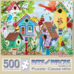 Bits and Pieces – Large 500 Piece Jigsaw Puzzle for Adults – ‘Birdhouse Garden’ by Artist Kathy Bambeck, Completed Puzzle Size: 18" x 24"
