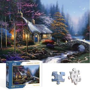 NorthKe 500 Piece Puzzles for Adults - Forest Night Trees Rivers, Jigsaw Puzzles 500 Pieces Puzzle Letters on Back Game for Family Teen Challenging Brain Exercise for Game Nights - Size 20" x 14.2"