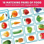 QUOKKA Jigsaw Toddler Puzzles Ages 2-4 – 100% Self-Correcting 16 Realistic Matching Fruits Veggies – Educational Toddler Puzzles Ages 1-3 with 32 Pieces – Memory Matching Games