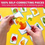 QUOKKA Jigsaw Toddler Puzzles Ages 2-4 – 100% Self-Correcting 16 Realistic Matching Fruits Veggies – Educational Toddler Puzzles Ages 1-3 with 32 Pieces – Memory Matching Games