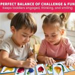 QUOKKA Jigsaw Toddler Puzzles Ages 2-4 – 100% Self-Correcting 16 Realistic Matching Fruits Veggies – Educational Toddler Puzzles Ages 1-3 with 32 Pieces – Memory Matching Games