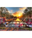 PieceRelax PieceClicks Plastic Jigsaw Puzzle for Adults 1000 Pieces - Beautiful Sunrise Over Amsterdam - 25.2 X 18.9 Inches, Most Satisfying Table Games, No Glue Needed [U1138]
