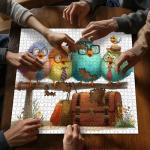 PICKFORU Funny Bird Puzzles for Adults 1000 Pieces, Nature Cute Animal Colorful Wildflower Puzzle, Impossible Hard Challenge Jigsaw Puzzle