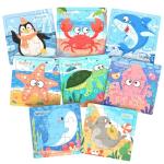 Zeoddler Wooden Puzzles for Toddlers, 8 Pack Sea Animal Jigsaw Puzzles for Kids3-5, 9 Pieces Preschool Learning Activities, Learning & Educational Toys, Gift for Boys, Girls