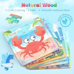 Zeoddler Wooden Puzzles for Toddlers, 8 Pack Sea Animal Jigsaw Puzzles for Kids3-5, 9 Pieces Preschool Learning Activities, Learning & Educational Toys, Gift for Boys, Girls