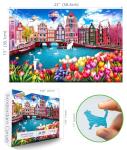 PuzzOne 500 Pieces Puzzles for Adults, Amsterdam Netherlands - City of Canals, Challenging Jigsaw Puzzles for Adults Tulip Flower, Gift for Jigsaw Puzzle Lovers, 23 x 15 inch