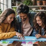 White Mountain 500 Piece Jigsaw Puzzle Summer Beach Sailboat Puzzles with Large Pieces Gift for Adults 18"x24" - Rainbow Chairs