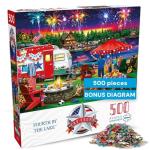 Buffalo Games - Fourth by the Lake - Nancy Wernersbach - 500 Piece Jigsaw Puzzle for Adults - Festive 4th of July Patriotic Puzzle with Fireworks - Finished Size 21.25 x 15.00