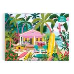 Galison Surfside Bungalow – 1000 Piece Jigsaw Puzzle Featuring Beautiful Artwork of A Beach Bungalow with Surfboards and Ocean Views