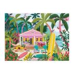 Galison Surfside Bungalow – 1000 Piece Jigsaw Puzzle Featuring Beautiful Artwork of A Beach Bungalow with Surfboards and Ocean Views