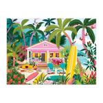Galison Surfside Bungalow – 1000 Piece Jigsaw Puzzle Featuring Beautiful Artwork of A Beach Bungalow with Surfboards and Ocean Views