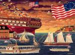 Buffalo Games – 1000 Piece Jigsaw Puzzle ​- Patriotic Harborview - Charles Wysocki Colorful Puzzle for Adults – Precision-Cut Pieces, Beautiful Artwork, and Hours of Relaxing Fun