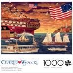 Buffalo Games – 1000 Piece Jigsaw Puzzle ​- Patriotic Harborview - Charles Wysocki Colorful Puzzle for Adults – Precision-Cut Pieces, Beautiful Artwork, and Hours of Relaxing Fun